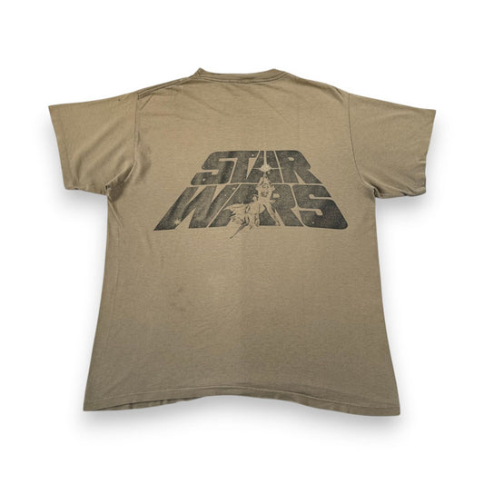 90s スターウォーズ STAR WARS REBELWEAR エピソード4 ルーク レイア Tシャツ 映画T USA製 カーキ changes ダメージ lucasfilm d-u-2505-033