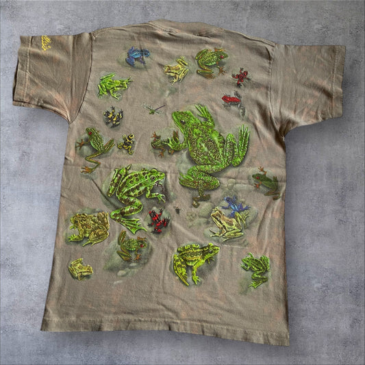 90s カエル 総柄 フルーツオブザルーム 14/16 カーキ a-u-2505-019