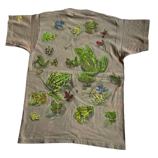 90s カエル 総柄 フルーツオブザルーム 14/16 カーキ a-u-2505-019