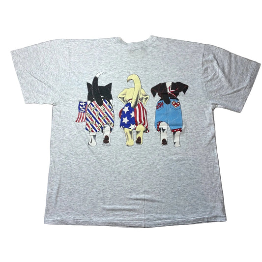 90s SEA BELL USA 犬柄 アニマルT グレー a-u-2505-083