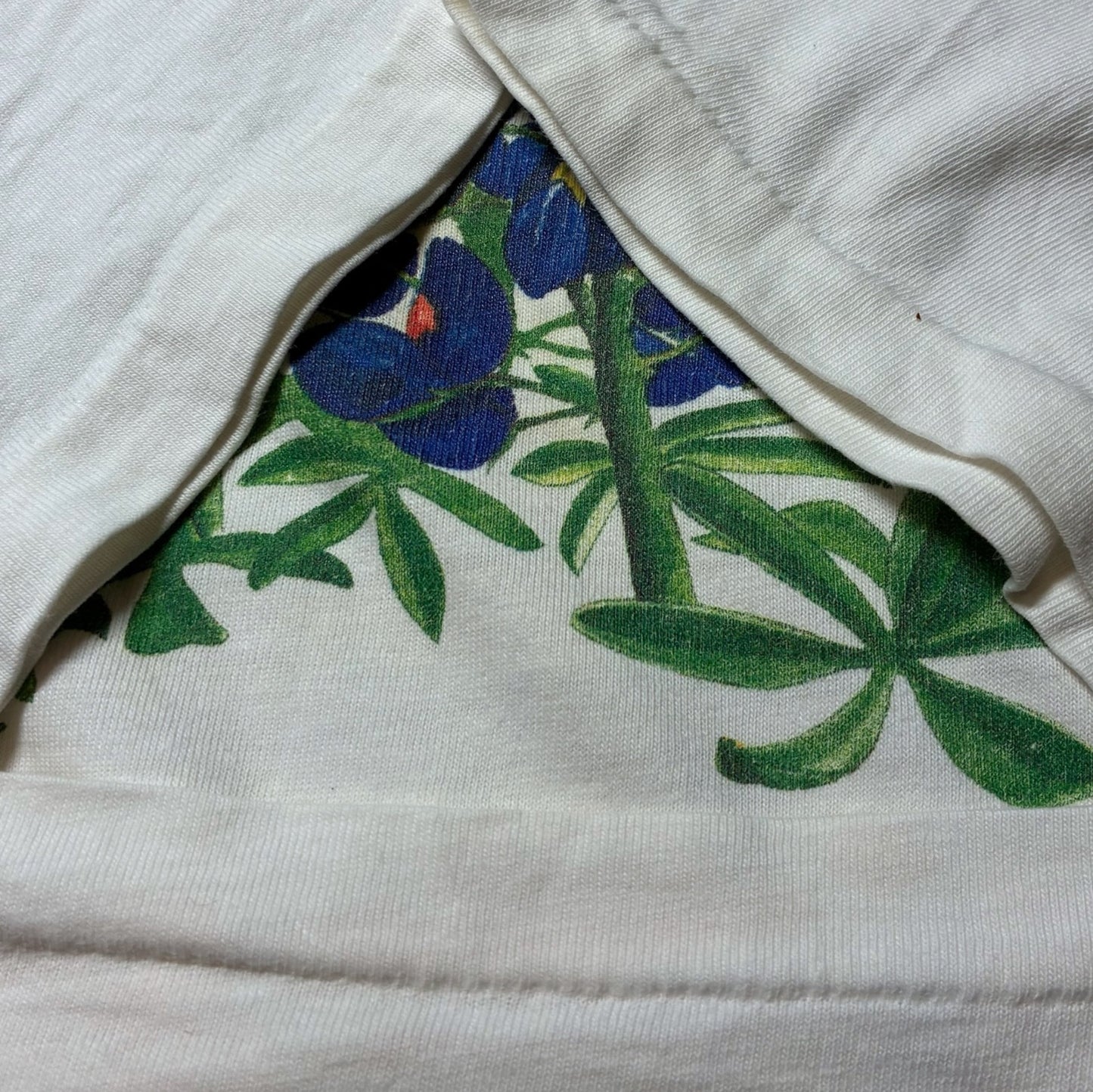 80s フラワーT セントポーリア Texas Bluebonnets Hanes USA製 ホワイト 2XL a-u-2505-057