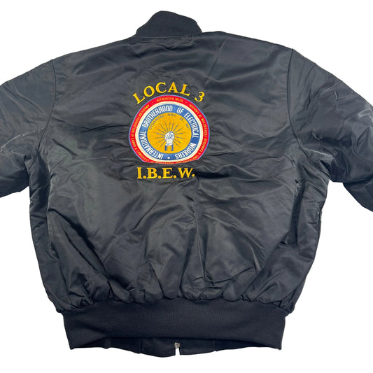 80s ナイロン スタジャン Birdie USA製 黒 ブルゾン LOCAL3 IBEW ja-u-2505-043