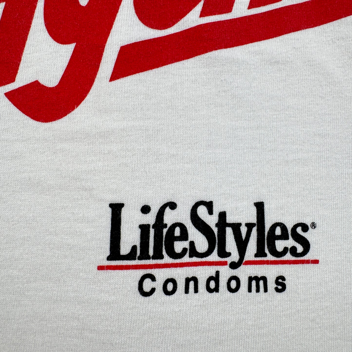 90s 企業T エロT コンドーム プロモT USA製 lifestyles condoms 白 XL Tシャツ co-x-2505-012