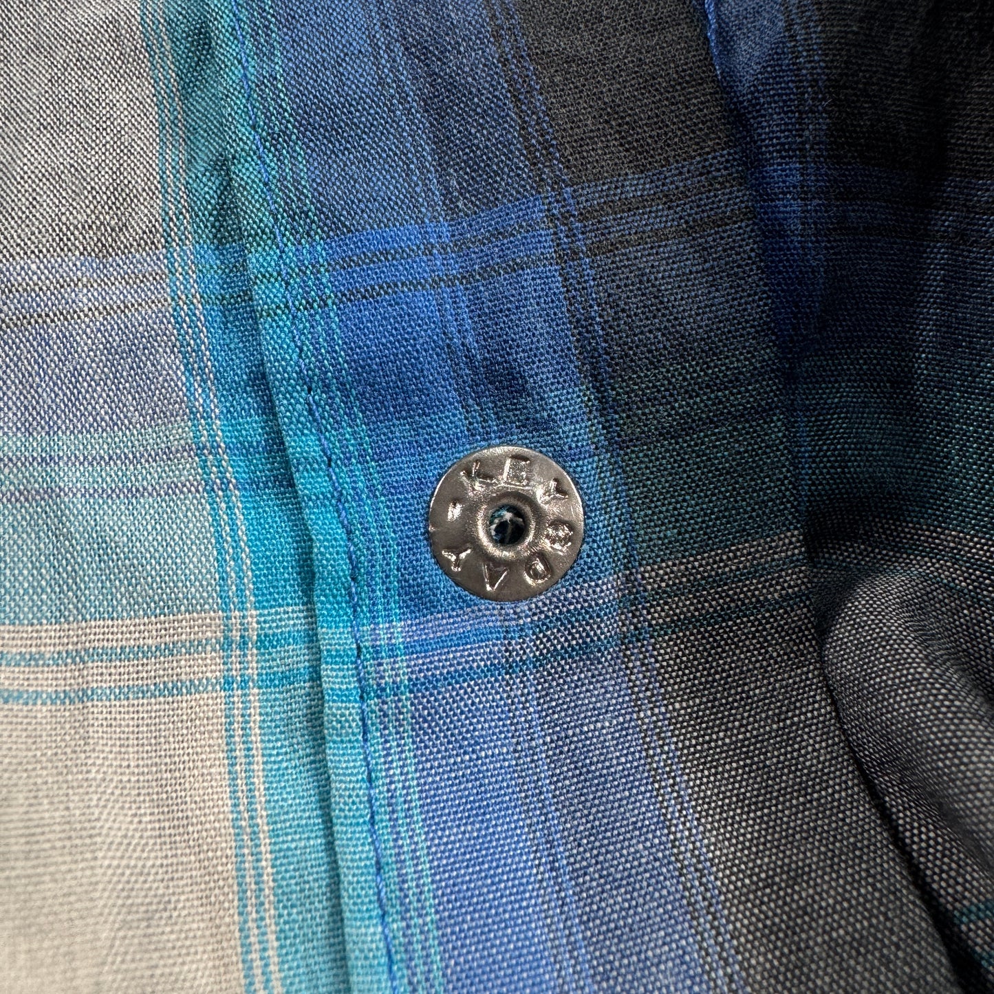 ビンテージ チェックシャツ オンブレ 青 長袖シャツ ja-u-2505-042