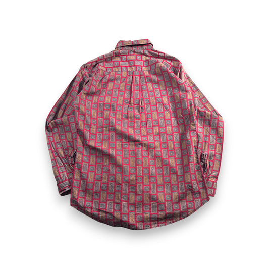 70s PENNEY’S GENTRY 長袖タグ 総柄 赤 ペイズリー ja-u-2505-039