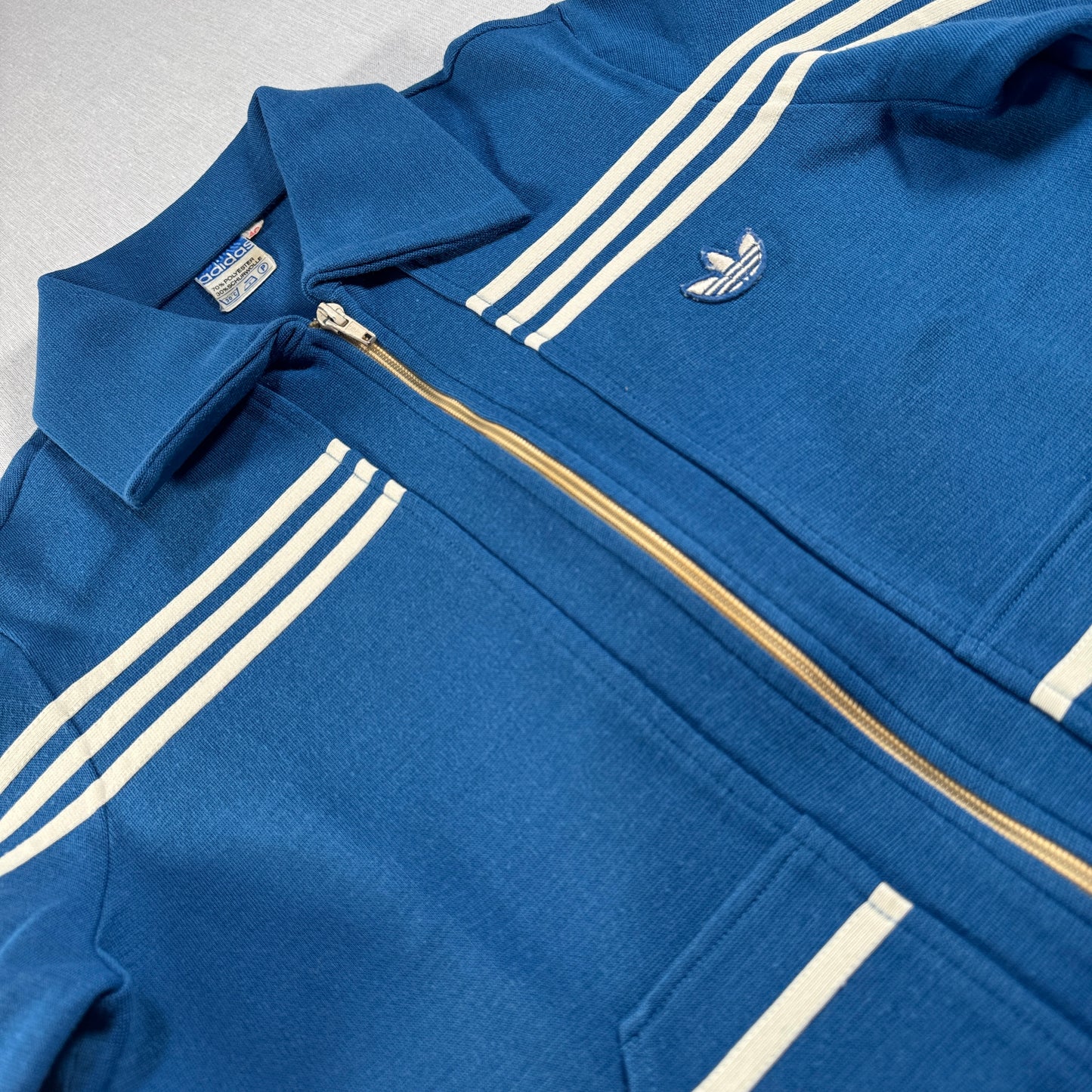 60s adidas ガイコツジャージ 西ドイツ製 ブルー 40 ad-t-2505-023