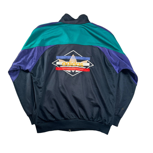 80s adidas トラックジャケット 黒 刺繍 銀タグ ad-u-2505-026