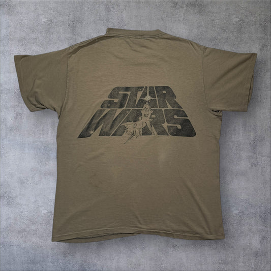 90s STAR WARS REBELWEAR 両面プリント Changes USA製 カーキ L d-u-2505-033