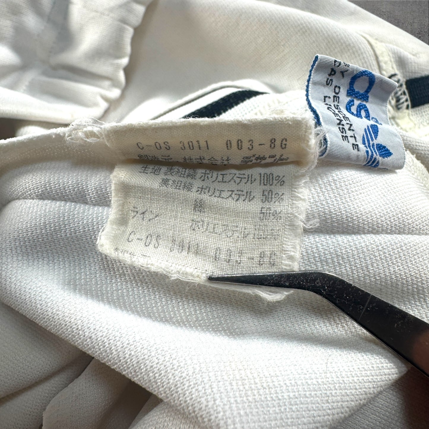 80s adidas トラックパンツ ホワイト デサント製 ad-u-2505-017