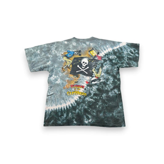 90s パイレーツオブカリビアン 総柄 タイダイ Tシャツ d-000036