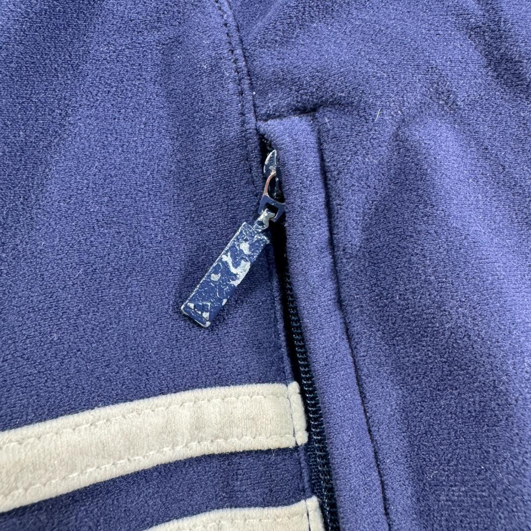 90s adidas アディダス トラックジャケット ベロア ネイビー 刺繍 ad-u-2505-020