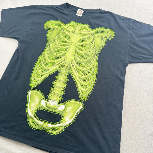 スカル ネオン 骨格図 Tシャツ 人体模型 肋骨 人体図 グランジ a-u-2505-056