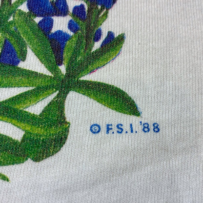 80s フラワーT セントポーリア Texas Bluebonnets Hanes USA製 ホワイト 2XL a-u-2505-057