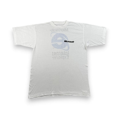 90s マイクロソフト 企業T Microsoft Tシャツ Internet Explorer IE インターネットエクスプローラー 白 シングルステッチ co-t-2505-005