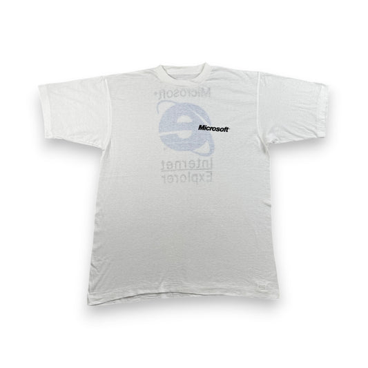 90s マイクロソフト 企業T Microsoft Tシャツ Internet Explorer IE インターネットエクスプローラー 白 シングルステッチ co-t-2505-005