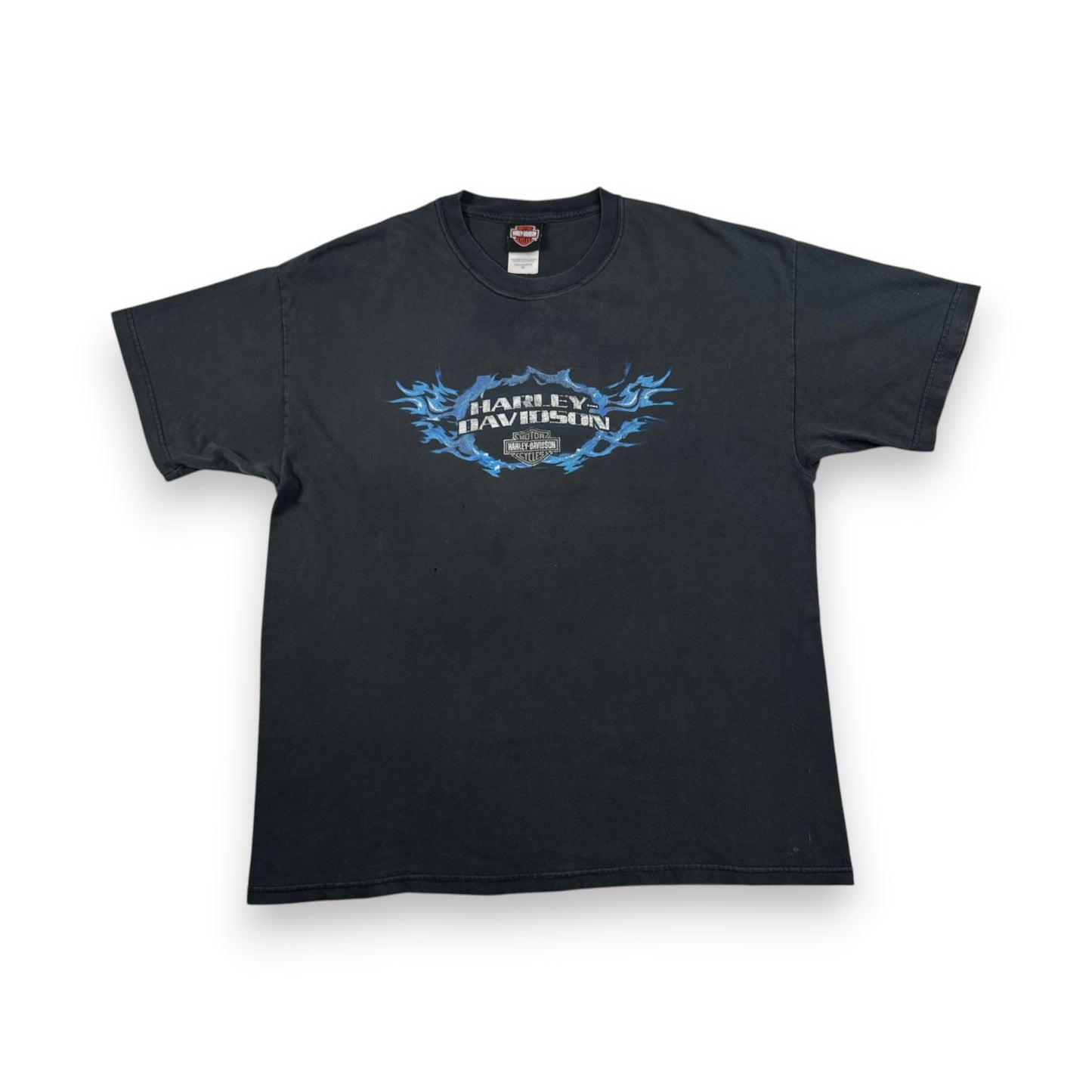 00s ハーレーダビッドソン Tシャツ 黒 炎 ROSWELL killer creek 2004 harley davidson XL co-t-2505-008