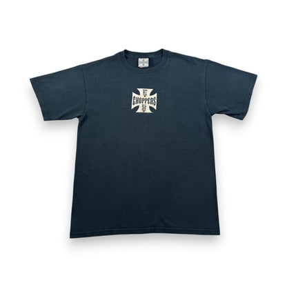 00s WEST COAST CHOPPERS Tシャツ LONG BEACH CA アイアンクロス ウエストコーストチョッパーズ バイク 黒 M anvil co-t-2505-017