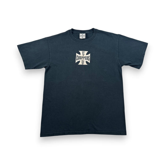 00s WEST COAST CHOPPERS Tシャツ LONG BEACH CA アイアンクロス ウエストコーストチョッパーズ バイク 黒 M anvil co-t-2505-017