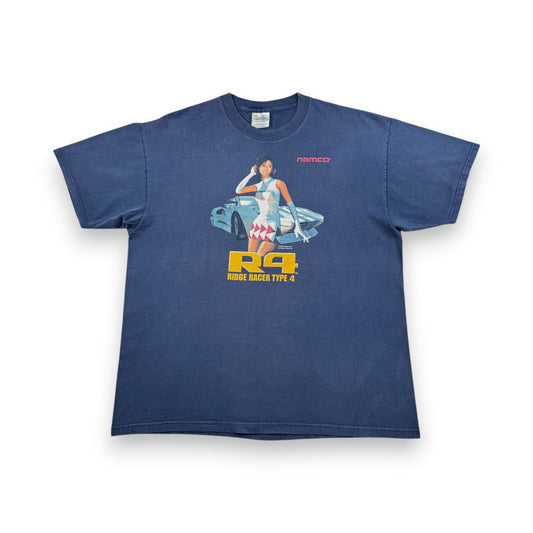 90s namco 1998 R4 RIDGE RACER リッジレーサー Tシャツ ゲーム プロモT ナムコ ネイビー XL Type 4 co-t-2505-018