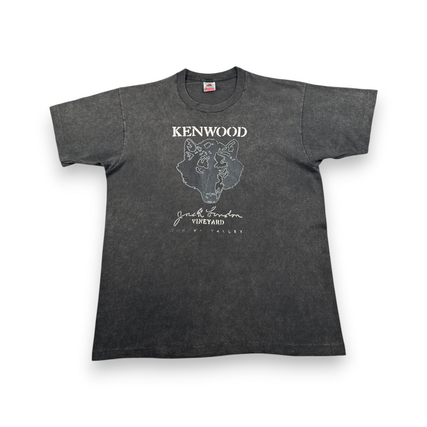 90s 企業T ワイン KENWOOD VINEYARD 熊 ワイナリー Tシャツ USA製 XL 黒 シングルステッチ co-u-2505-004