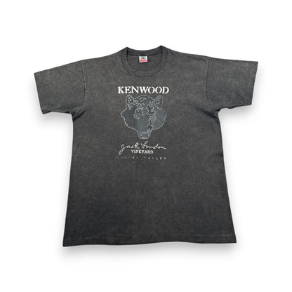 90s 企業T ワイン KENWOOD VINEYARD 熊 ワイナリー Tシャツ USA製 XL 黒 シングルステッチ co-u-2505-004