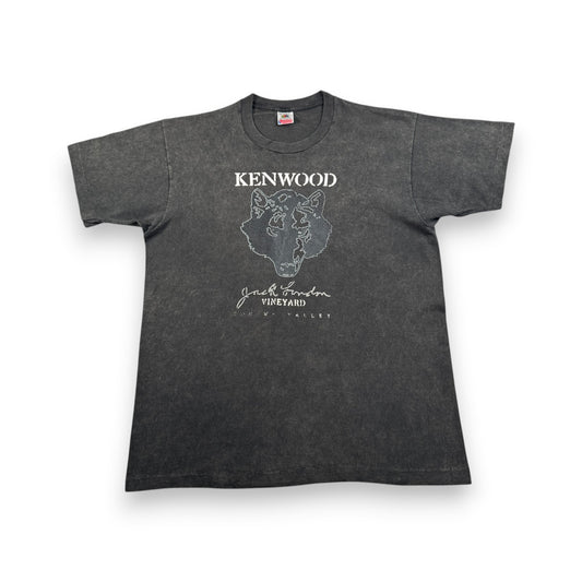 90s 企業T ワイン KENWOOD VINEYARD 熊 ワイナリー Tシャツ USA製 XL 黒 シングルステッチ co-u-2505-004