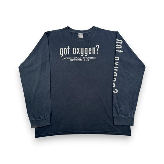 got milk? パロディ got oxygen Tシャツ 長袖 ロンT 黒 ジャクソンホール M co-u-2505-007