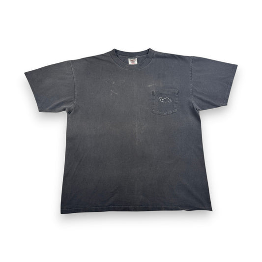 90s CAMEL ポケットT Tシャツ ポケT フェード 黒 オニータ XL キャメル タバコ 企業T ラクダ シングルステッチ co-u-2505-029