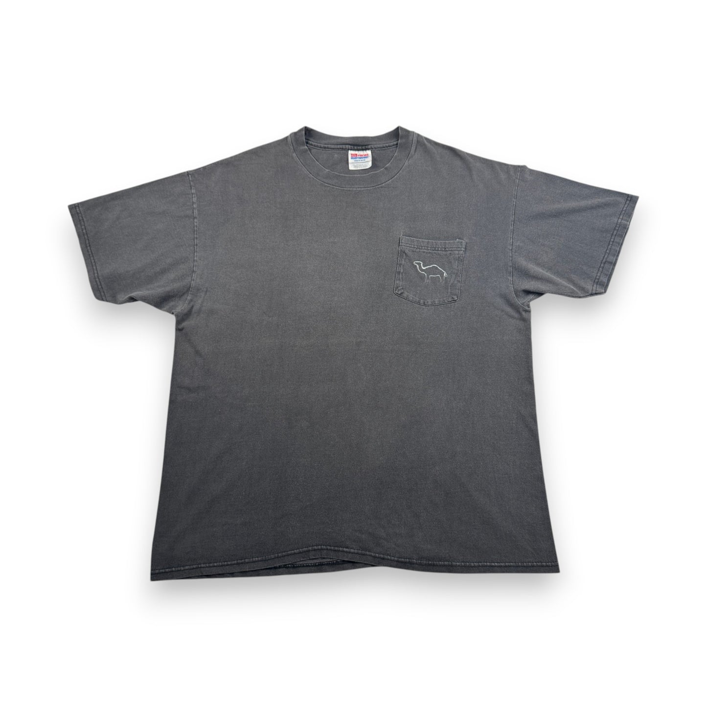 90s CAMEL ポケットT Tシャツ ポケT フェード 黒 HANES XL キャメル タバコ 企業T ラクダ co-u-2505-036
