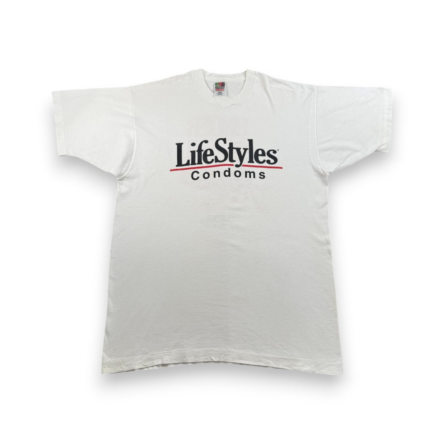 90s 企業T エロT コンドーム プロモT USA製 lifestyles condoms 白 XL Tシャツ co-x-2505-012