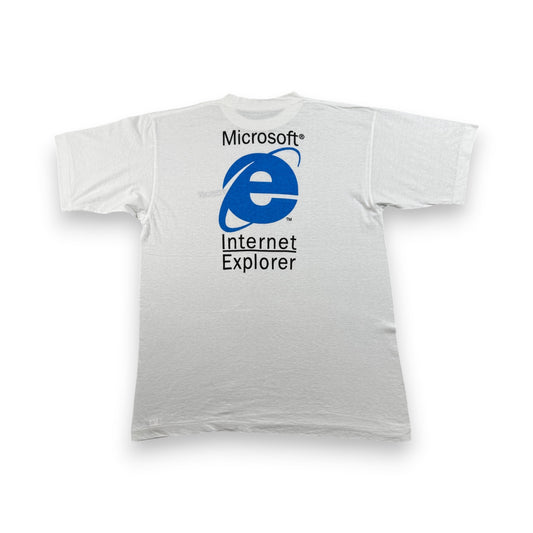 90s マイクロソフト 企業T Microsoft Tシャツ Internet Explorer IE インターネットエクスプローラー 白 シングルステッチ co-t-2505-005