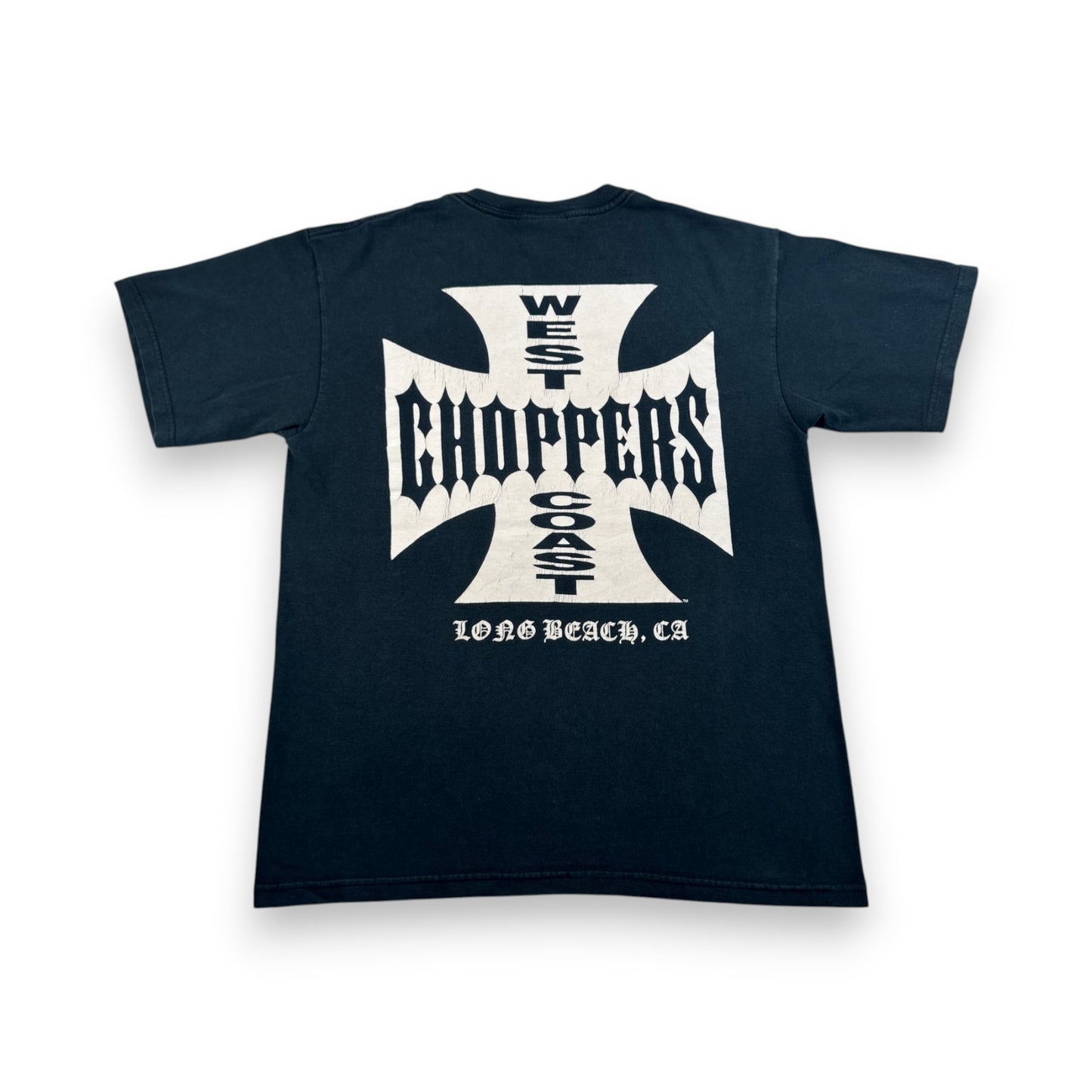 00s WEST COAST CHOPPERS Tシャツ LONG BEACH CA アイアンクロス ウエストコーストチョッパーズ バイク 黒 M anvil co-t-2505-017