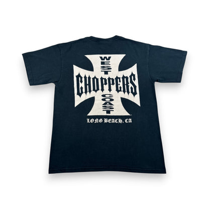 00s WEST COAST CHOPPERS Tシャツ LONG BEACH CA アイアンクロス ウエストコーストチョッパーズ バイク 黒 M anvil co-t-2505-017