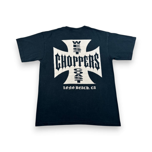 00s WEST COAST CHOPPERS Tシャツ LONG BEACH CA アイアンクロス ウエストコーストチョッパーズ バイク 黒 M anvil co-t-2505-017
