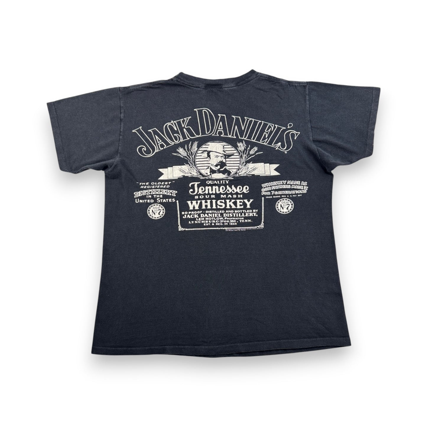 80s 90s ジャックダニエル Jack Daniel's Tシャツ 企業T ウイスキー 黒 シングルステッチ co-u-2505-019
