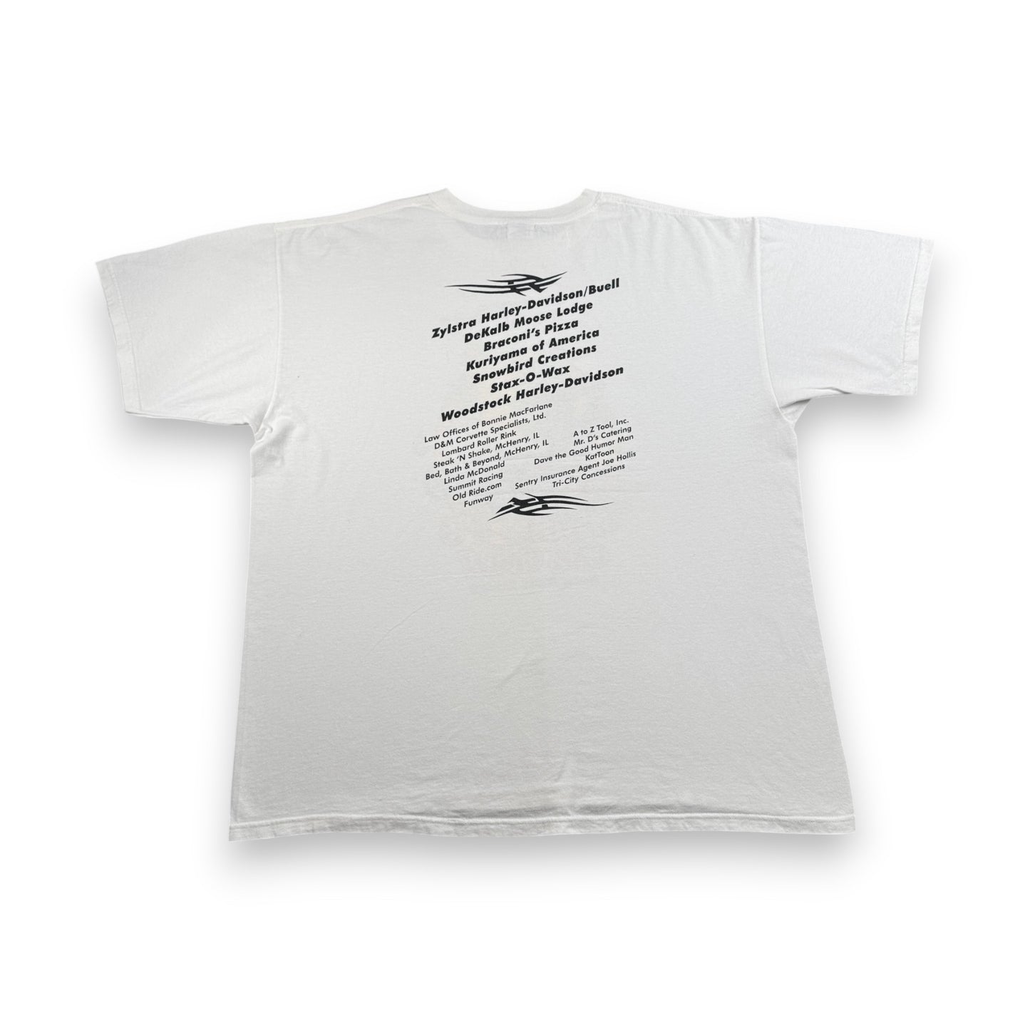 00s ハーレーダビッドソン Tシャツ ハーレーT 企業T プロモT 白 バイク ブルウィンクル co-u-2505-033