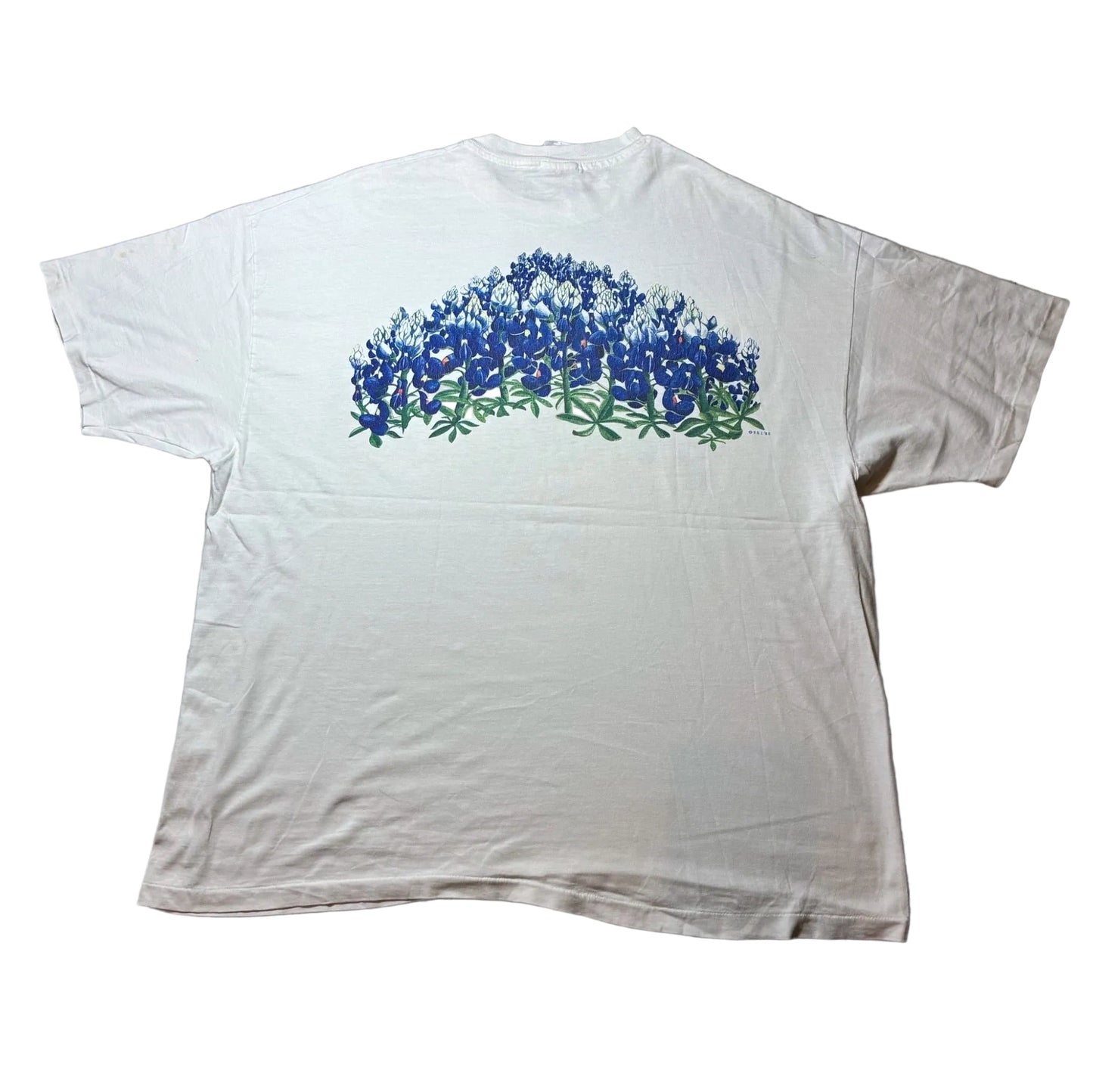 80s フラワーT セントポーリア Texas Bluebonnets Hanes USA製 ホワイト 2XL a-u-2505-057