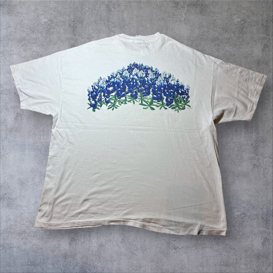 80s フラワーT セントポーリア Texas Bluebonnets Hanes USA製 ホワイト 2XL a-u-2505-057