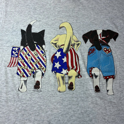 90s SEA BELL USA 犬柄 アニマルT グレー a-u-2505-083