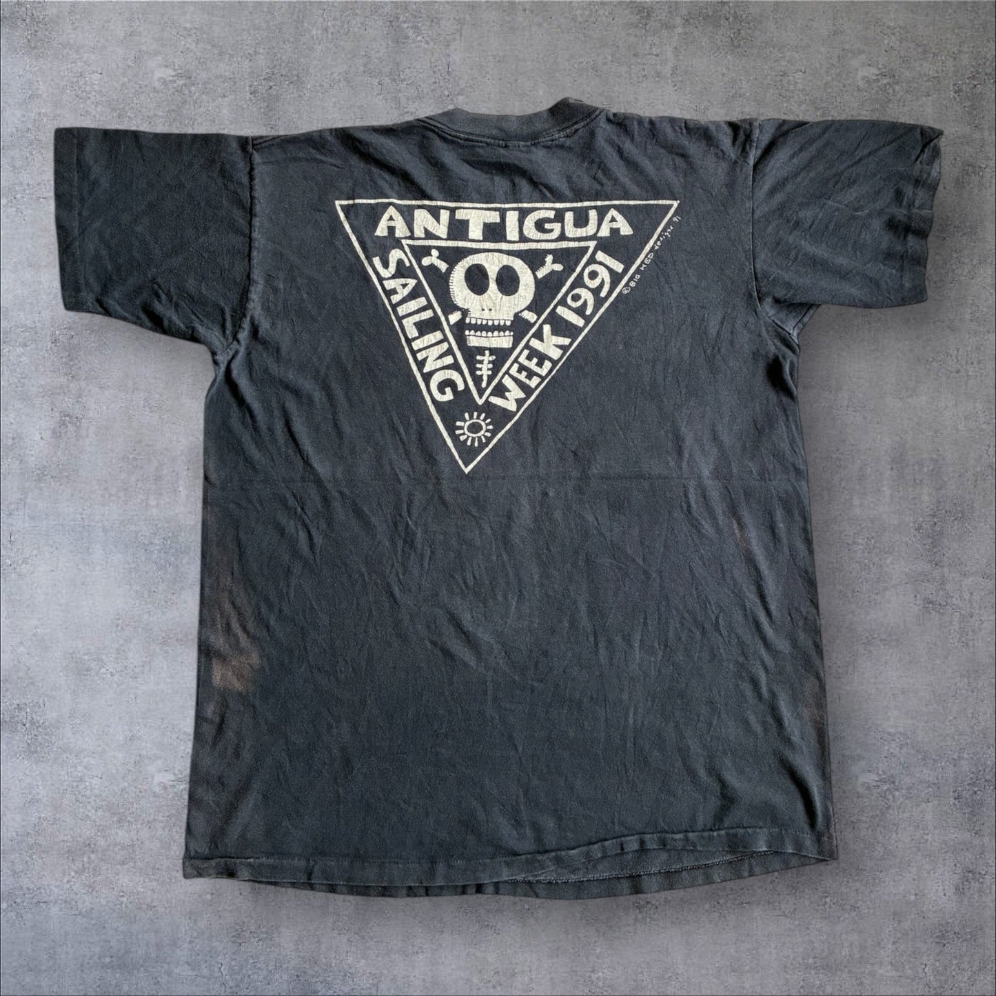 90s ビッグヘッド BIGHED ドクロ ANTIGUA ONEITA USA製 XL  ブラック 91年 a-u-2505-014