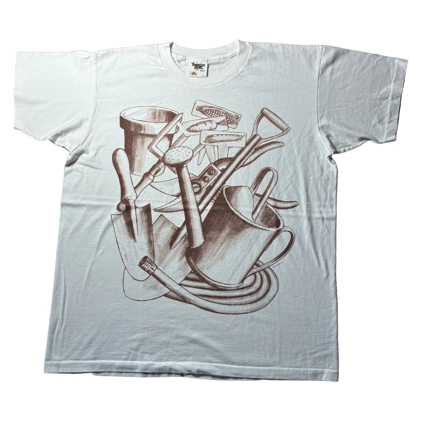 90s studio.Q 工具 アートT テネシーリバー USA製 ホワイト L a-u-2505-069