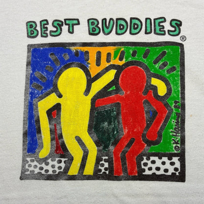Keith Haring "Best Buddies" アートT ギルダン L ホワイト a-u-2505-055