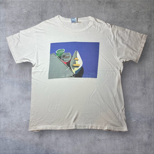 90s LEBERTY GRAPHICS Anne Kilham "maine" Hanes USA製 ホワイト XL a-u-2505-058