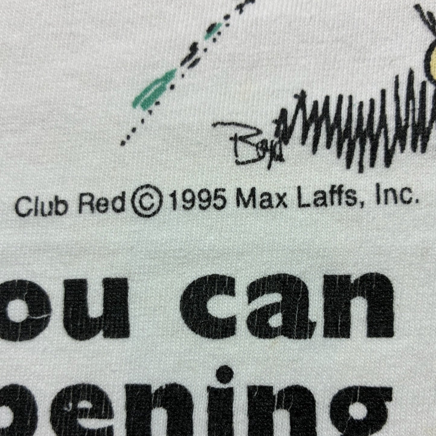 90s ジョークT Max Laffs CLUB RED デルタ USA製 ホワイト XL a-u-2505-038