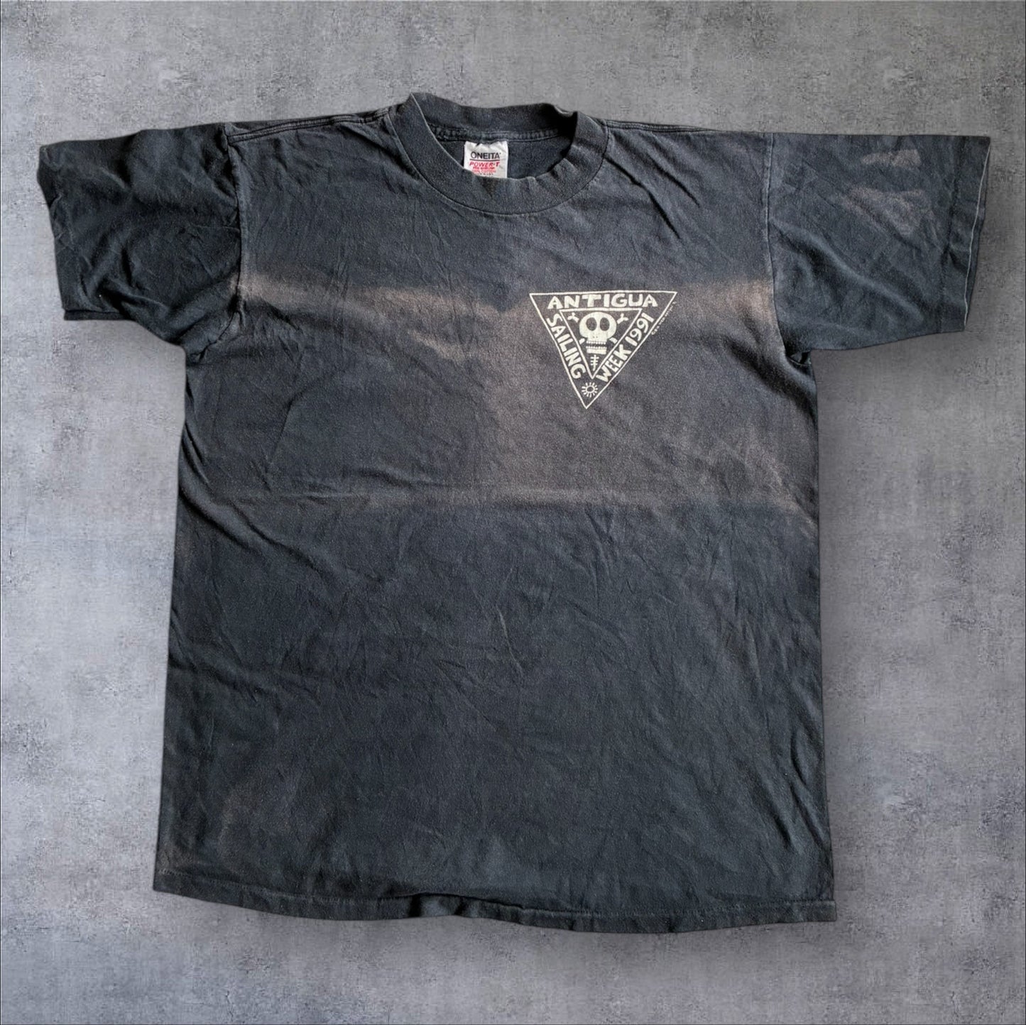 90s ビッグヘッド BIGHED ドクロ ANTIGUA ONEITA USA製 XL  ブラック 91年 a-u-2505-014