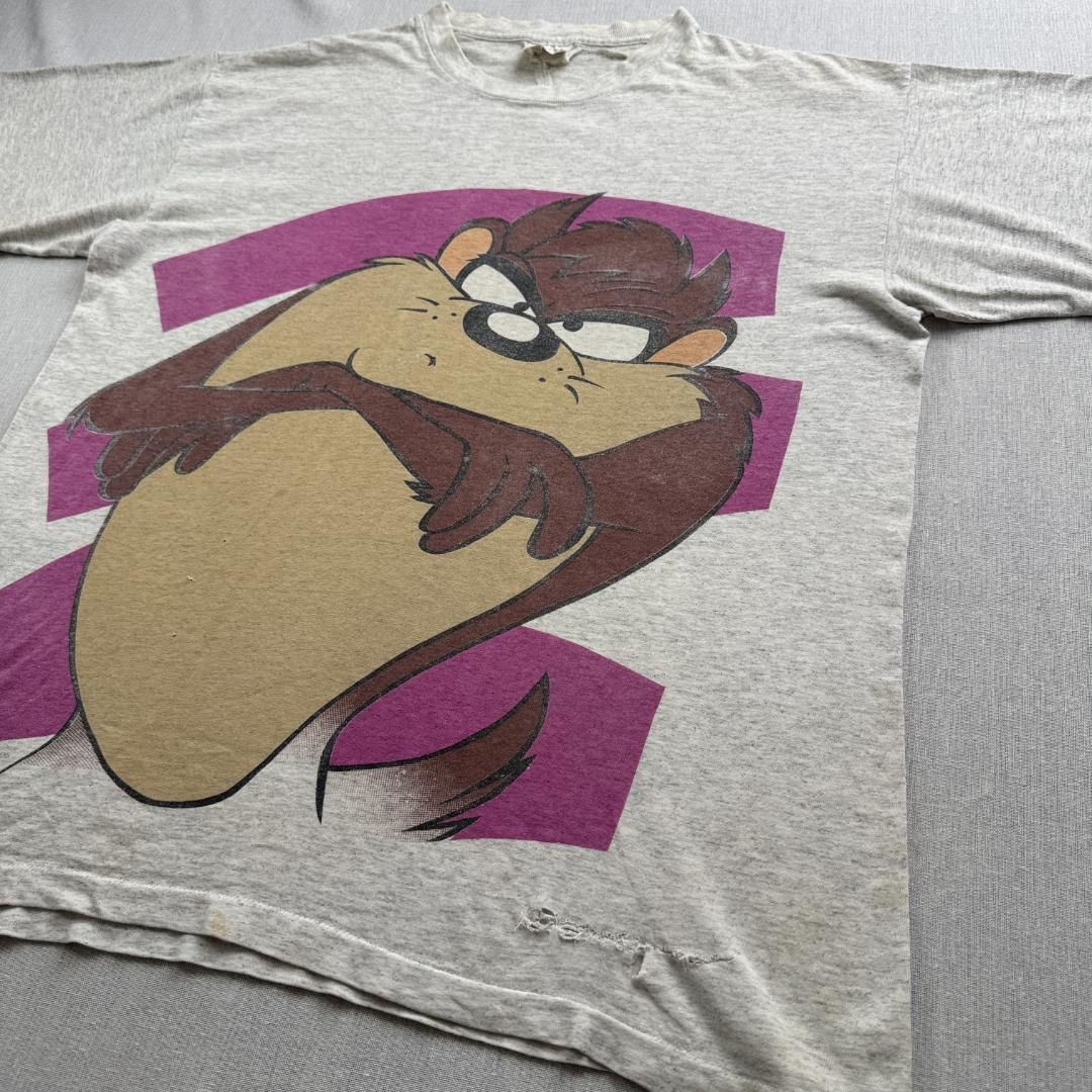 90s ルーニーテューンズ タズマニアンデビル Tシャツ USA製 グレー シングルステッチ ch-u-2505-082