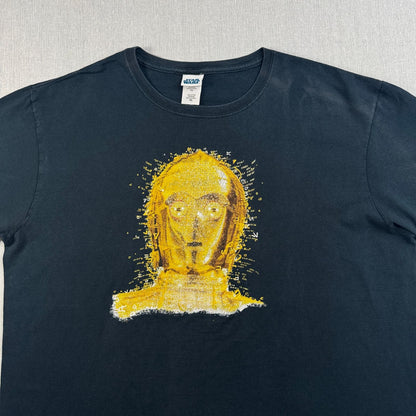 00s スターウォーズ STAR WARS C3PO Tシャツ C-3PO 映画T ネイビー d-u-2505-014