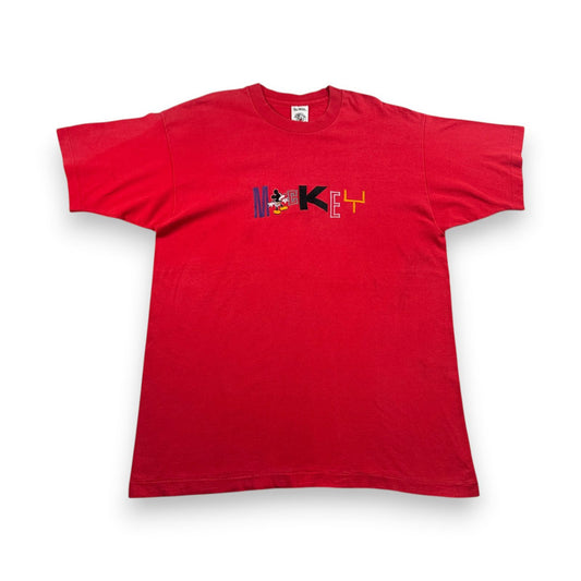 90s ミッキー ディズニー Tシャツ disney mickey USA製 シングルステッチ 赤 XL d-u-2505-017