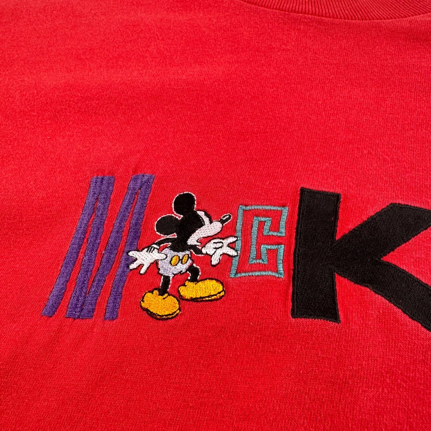 90s ミッキー ディズニー Tシャツ disney mickey USA製 シングルステッチ 赤 XL d-u-2505-017