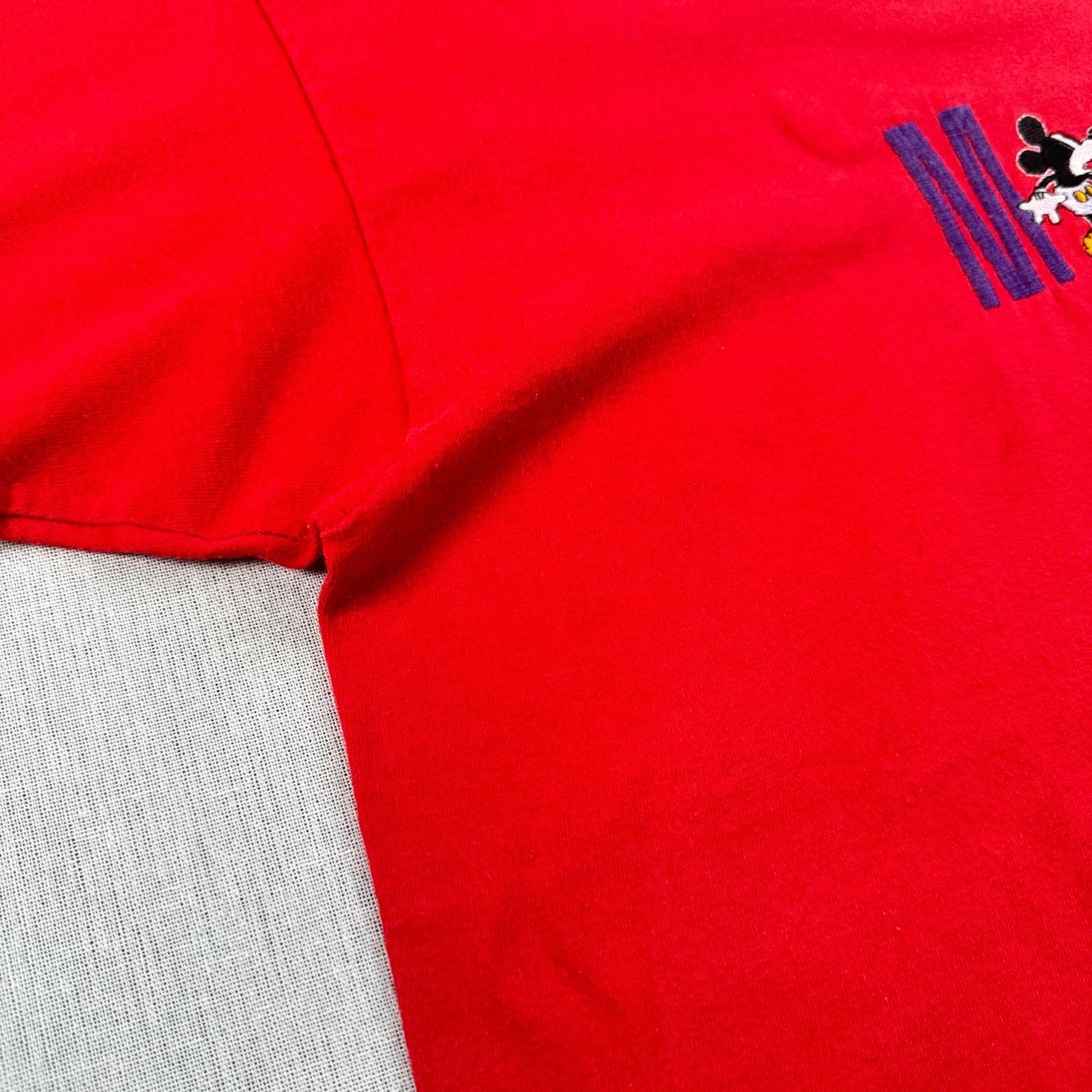 90s ミッキー ディズニー Tシャツ disney mickey USA製 シングルステッチ 赤 XL d-u-2505-017